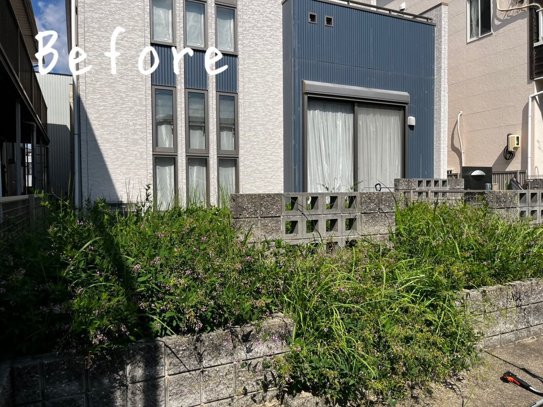 今回は、M区のT様邸にてお庭の草刈りを行いました！